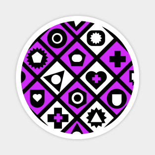 Monochrome Playful Checkerboard Pattern Magnet